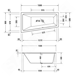 Duravit Duravit No.1 - Baignoire asymétrique 1500x800 mm, gauche, blanc 700504000000000