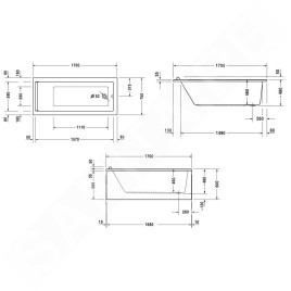 Duravit Starck - Baignoire 1700x750 mm, blanc 700335000000000
