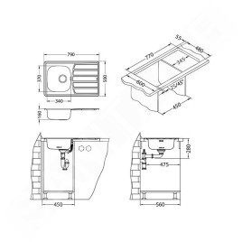 Alveus Zoom - Évier 790x500 mm, inox 1098939