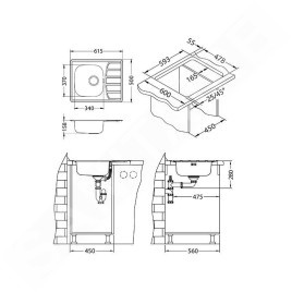 Alveus Zoom - Évier 615x500 mm, inox 1098941