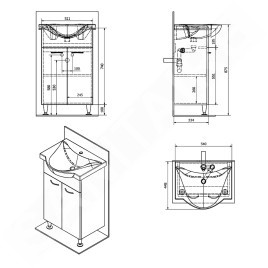 Aqualine Keramia Fresh - Meuble lavabo 511x740x340 mm, blanc 50057