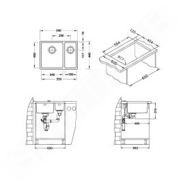 Alveus Kombino - Évier 590x440 mm, inox 1101960