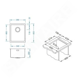 Alveus Quadrix - Évier 390x450 mm, inox 1102603