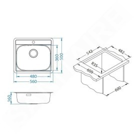 Alveus More - Évier 560x500 mm, inox 1103108