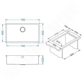 Alveus Quadrix Monarch - Évier 790x450 mm, bronze 1117479
