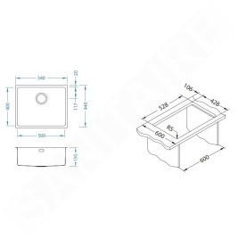 Alveus Kombino Monarch - Évier 540x440 mm, cuivre 1120903