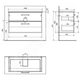 Aqualine Vega - Meuble lavabo 970x600x436 mm, blanc VG103