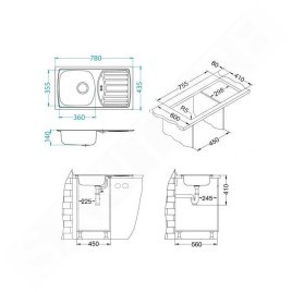 Alveus Basic - Évier 780x435 mm, inox 1136531