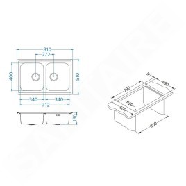Alveus Elegant - Évier 810x510 mm, inox 1009385