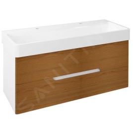 Sapho Mediena - Meuble lavabo 1170x505x485 mm, blanc mat/chêne naturel MD122