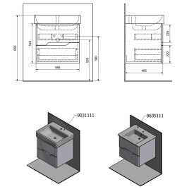 Sapho Mediena - Meuble-lavabo 560x510x485 mm, blanc mat MD060