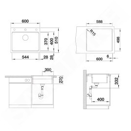 Blanco Etagon 6 - Évier en silgranit 60x51 mm, avec accessoires, gris volcan 527747