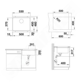 Blanco Etagon 500 - Évier en silgranit 50x40 mm, avec accessoires, blanc soft 527756