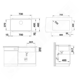 Blanco Etagon 700 - Évier en silgranit 70x40 mm, avec accessoires, gris volcan 527763