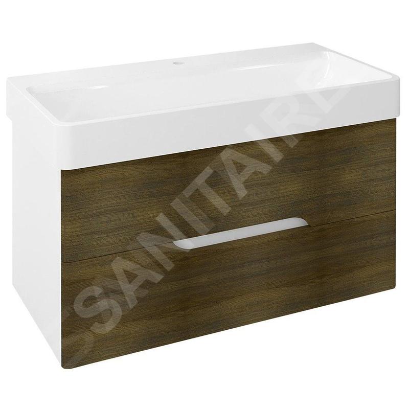 Sapho Mediena - Meuble-vasque 960x510x485 mm, blanc mat /chêne graphite MD101