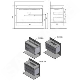 Sapho Mediena - Meuble-vasque 960x510x485 mm, blanc mat MD100
