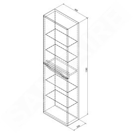 Sapho Mediena - Armoire haute 400x1400x200 mm, 2 portes G/D, blanc mat/chêne graphite MD451