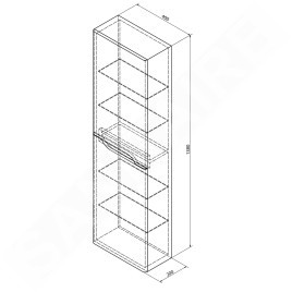 Sapho Mediena - Armoire haute 400x1400x200 mm, blanc mat/chêne naturel MD452