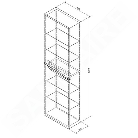 Sapho Mediena - Armoire haute 400x1400x200 mm, blanc mat/chêne naturel MD452