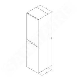 Sapho Mediena - Armoire haute 350x1380x300 mm, 2 portes G/D, blanc mat/chêne naturel MD352