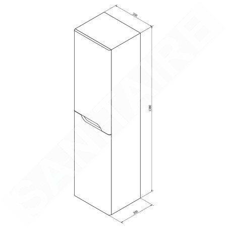 Sapho Mediena - Armoire haute 350x1380x300 mm, 2 portes G/D, blanc mat/chêne graphite MD351