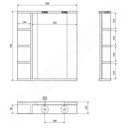 Aqualine Zoja - Miroir avec éclairage LED 500x700x120 mm, blanc KO355