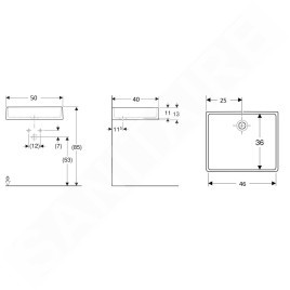 Geberit Publica - Évier en céramique 50x40 mm, blanc 360050000