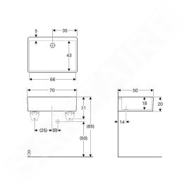 Geberit Publica - éviers en céramique, 700x500 mm, blanc 361370000