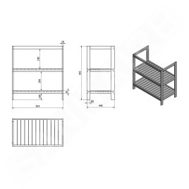 Aqualine Etide - Meuble lavabo 815x850x440 mm, blanc mat ET830