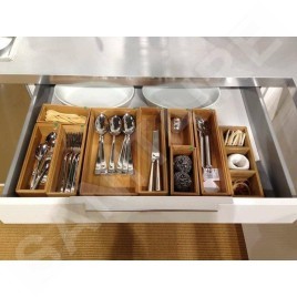 Compactor Organisateurs cosmétiques - Organiseur de tiroir 225x75x65 mm bambou RAN6965