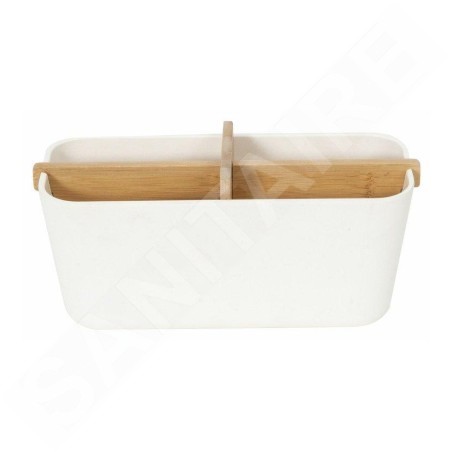 Compactor Organisateurs cosmétiques - Organiseur de rangement 100x210x80 mm, 4 pièces, plastique blanc/bambou RAN10270