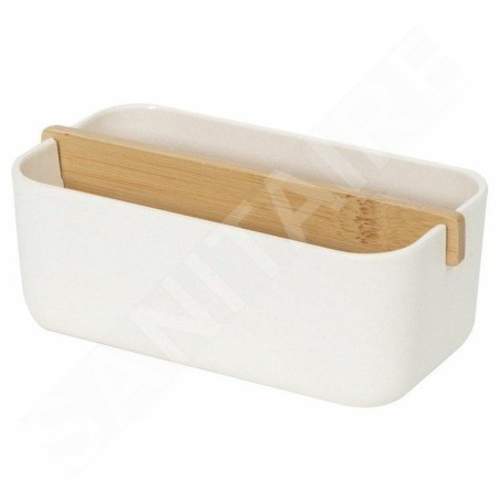 Compactor Organisateurs cosmétiques - Organiseur de rangement 60x150x80 mm, 2 pièces, plastique blanc/bambou RAN10269