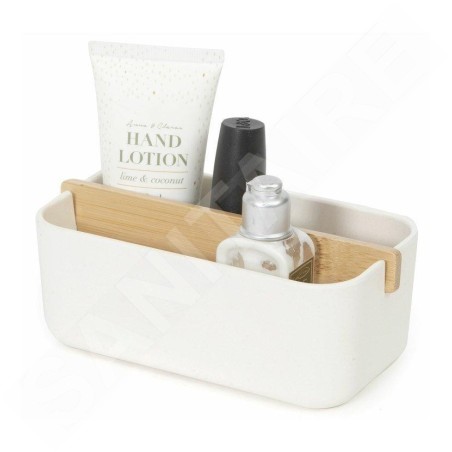 Compactor Organisateurs cosmétiques - Organiseur de rangement 60x150x80 mm, 2 pièces, plastique blanc/bambou RAN10269