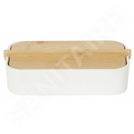 Compactor Organisateurs cosmétiques - Organisateur de rangement 40x150x80 mm, avec couvercle, plastique blanc/bambou RAN10268