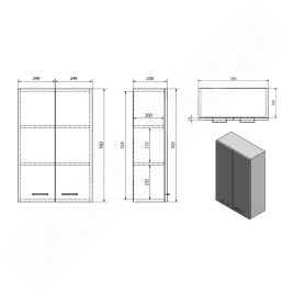 Aqualine Keramia Fresh - Armoire supérieure ZOJA, 500x760x230 mm, chêne platine 51304