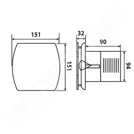 Sapho Lex - Aérateur axial pour salle de bains, 15 W, blanc LX101