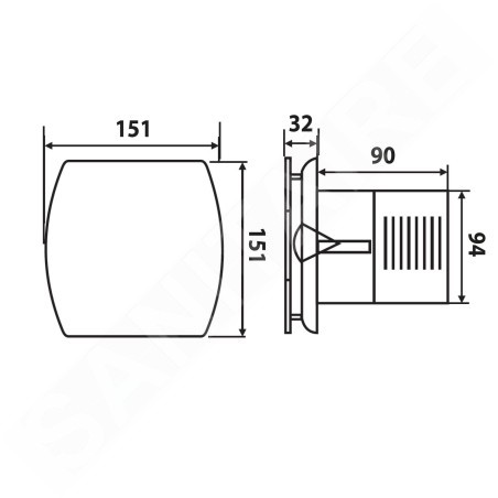 Sapho Lex - Aérateur axial pour salle de bains, 15 W, inox LX103