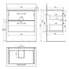 Aqualine Vega - Meuble lavabo 720x576x436 mm, blanc VG073