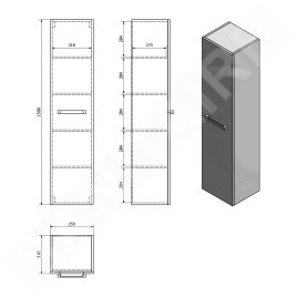 Aqualine Vega - Armoire haute 350x1500x310 mm, blanc VG150