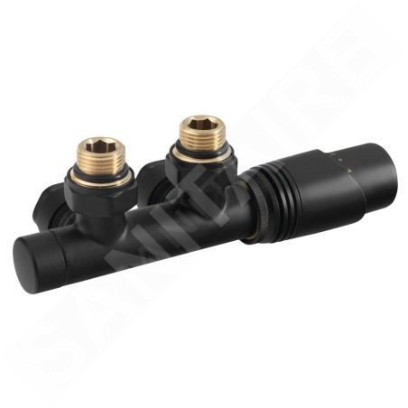 Bruckner Wicher - Kit de raccordement vanne thermostatique, raccordement central, noir mat 600.311.6
