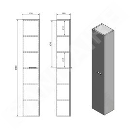Aqualine Keramia Fresh - Armoire Zoja, 200x1400x250 mm, chêne platine 51127