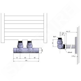 Sapho Twin - Kit de raccordement vannes pour raccordement central, pas 50 mm, chromé CP401S