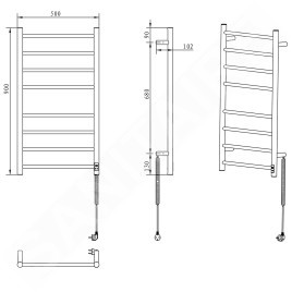 Sapho Chauffage - Séchoir électrique de serviettes Redondo avec minuterie,  500x900 mm, 75 W, noir mat ER220BT