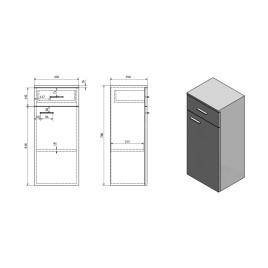 Aqualine Zoja - Armoire basse Keramia Fresh, 350x780x290 mm, blanc 51250