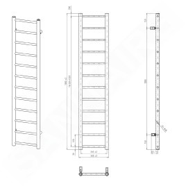Sapho Dina - Corps de chauffe 300x1380 mm, 278 W, argent métallique IR363