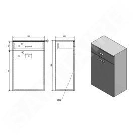 Aqualine Zoja - Armoire inférieure avec panier 500x780x290 mm, blanc 51310