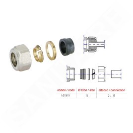 Aqualine Accessoires - Raccord Clamp Eco pour cuivre 15 mm, nickel CP9990