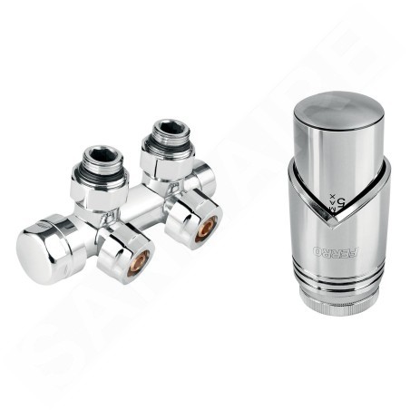 Novaservis Accessoires - Kit de raccordement pour éléments chauffants avec connexion central, entraxe 50 mm, chrome ZTD30CR