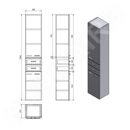 Aqualine Zoja - Armoire haute Keramia Fresh 350x1840x290 mm, blanc 51220