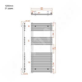 Sapho Deserto - Corps de chauffe 500x1200 mm, 347 W, chrome 1801-12